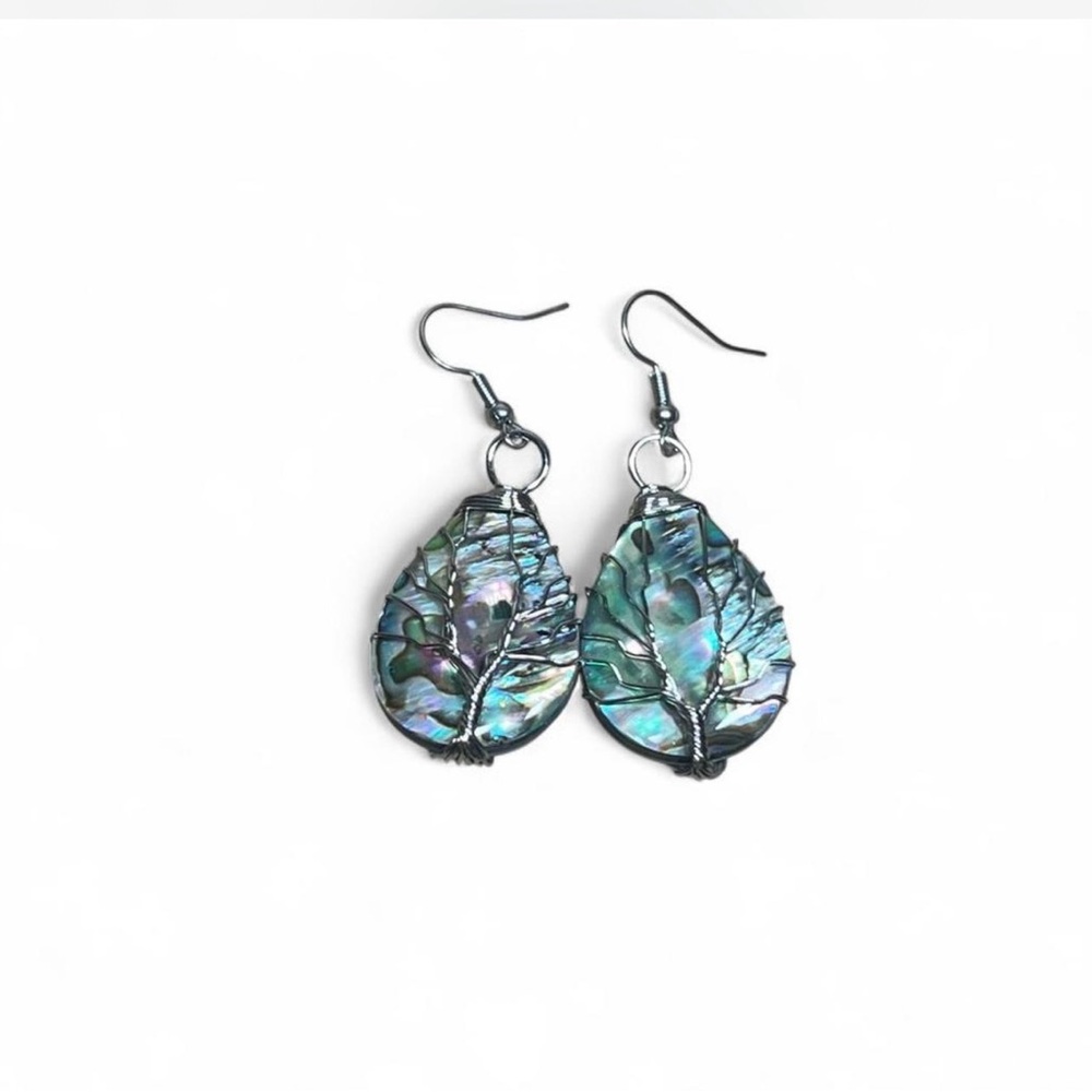 Iridescent Leaf Drop Earrings